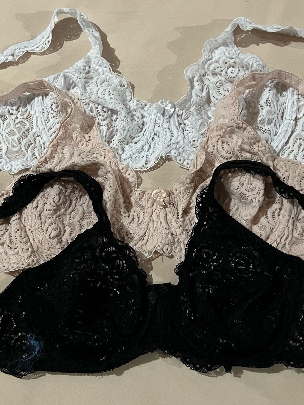 Lace Underwire Bra - White, Nude & Black